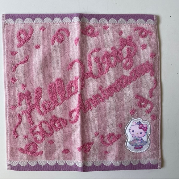 NEW Hello Kitty 50th Anniversary Series Mini Logo Washcloth Towel Limited - Picture 2 of 8
